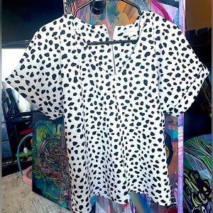 Dalmatian Print Short Sleeve Blouse